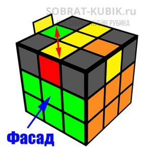 картинка - сборка желтого креста последнего соля кубика Рубика 3 на 3